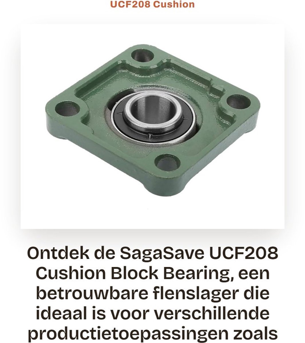 Dailygoods- Lager UCF204 - Kussenbloklager - Flenslager - Roest- en corrosiebestendig - Eenvoudige installatie - Dubbele afdichting