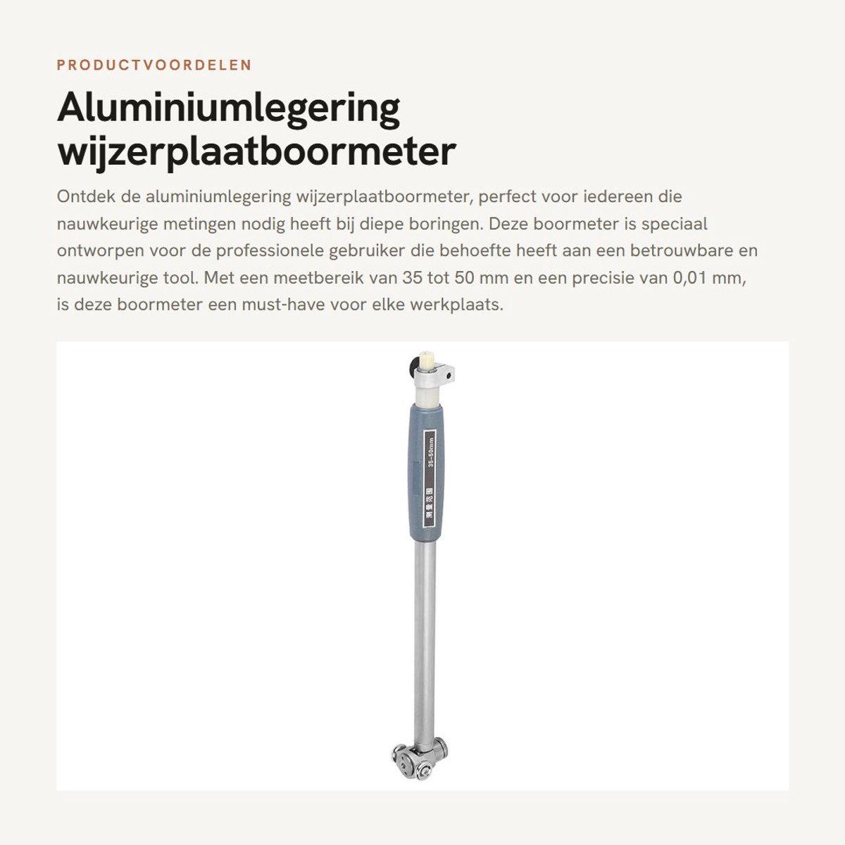 Dailygoods- Wijzerplaatboormeter 35~50 mm - Aluminiumlegering - Hoge Precisie 0,01 mm - Corrosiebestendig - Meetklok Inclusief - Handig in Gebruik - Boringmeter