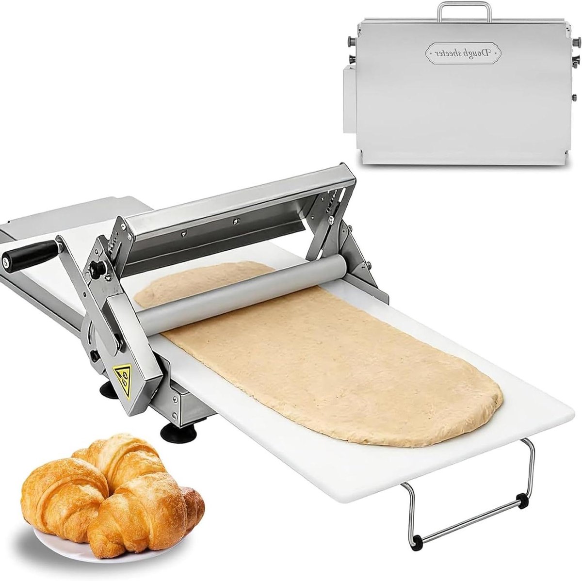 Manuele Deeguitrolmachine & Pastamachine (30cm) – Dikte Verstelbaar 0-25mm – Professionele RVS Deegroller voor Bladerdeeg, Pizza, Fondant & Marsepein – Opvouwbaar(S)