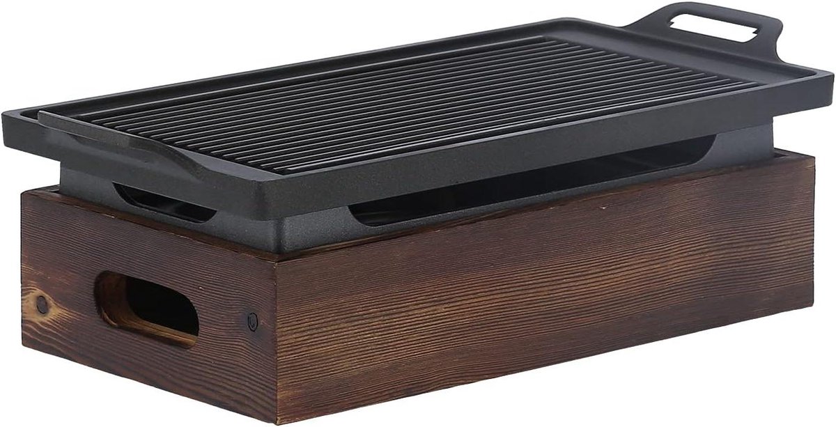 Barbecue Bakplaat - Gietijzeren Pan - Gezond Grillen - Afneembaar Ontwerp - 317 cm - Zwart