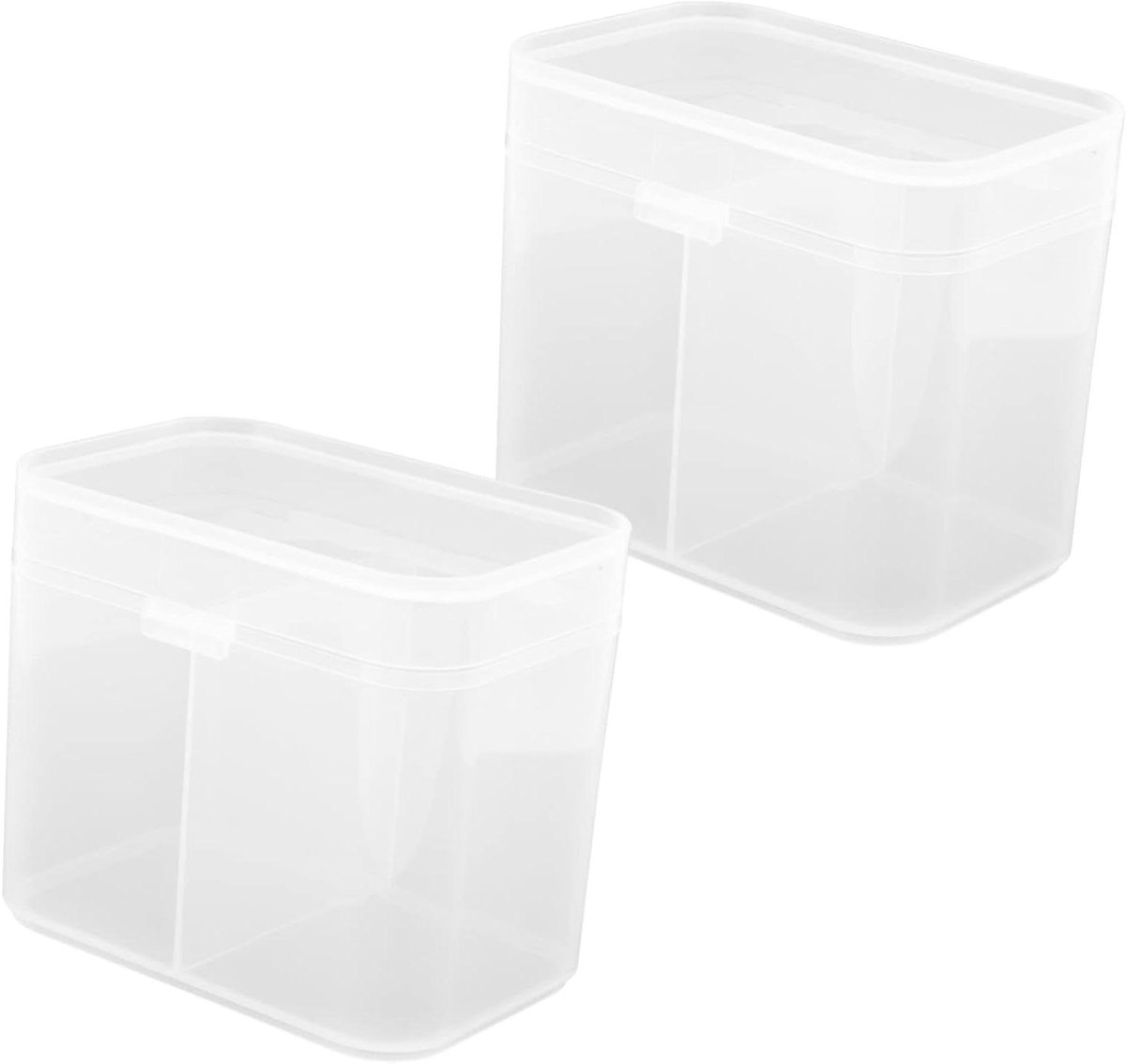 Opbergdozen Wattenschijfjes - Cosmetica Houder - Badkamer Organiseren - Stofdicht Deksel - 2 Stuks - Wit