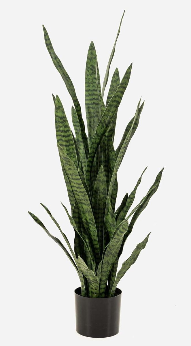 Kunstplant Sansevieria - Schoonmoedertong Boogvaren - Woonkamer Decoratie - Alleen Bladeren - 115 cm - Groen