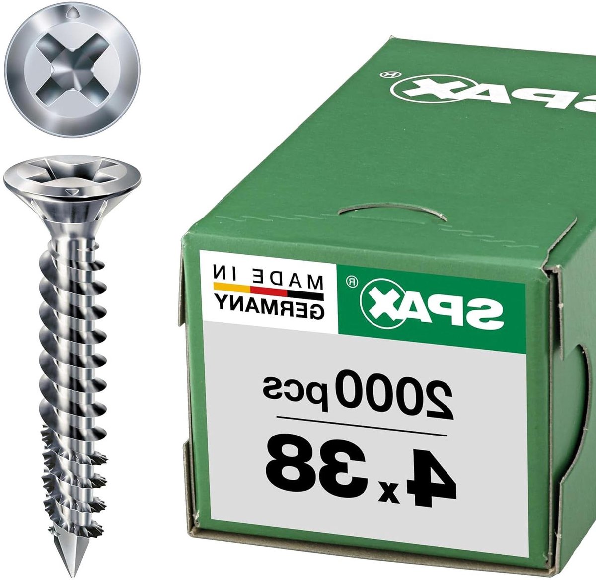 Bevestigingsschroeven - Profielschroeven - Profielen Bevestigen - SPLINTERVRIJE CUT tip - 4 x 38 mm 2000 stuks - Zilver