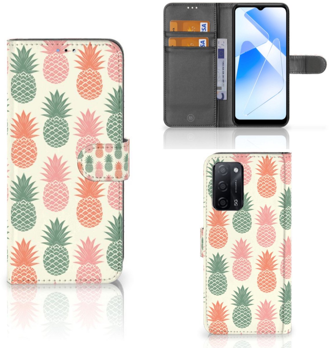 OPPO A16/A16s/A54s Book Cover Ananas