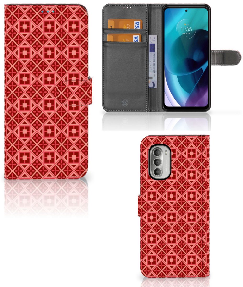 Motorola Moto G51 5G Telefoon Hoesje Batik Rood