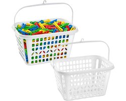 Plasticforte Knijpermandje - 2x - wit - 20 x 25 cm - kunststof - wasknijpertasje/knijperzak