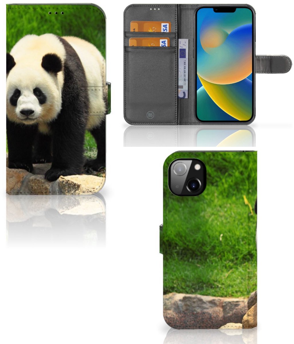 iPhone 14 Plus Telefoonhoesje met Pasjes Panda