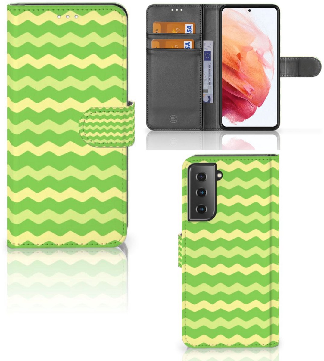 Samsung Galaxy S21 Telefoon Hoesje Waves Green