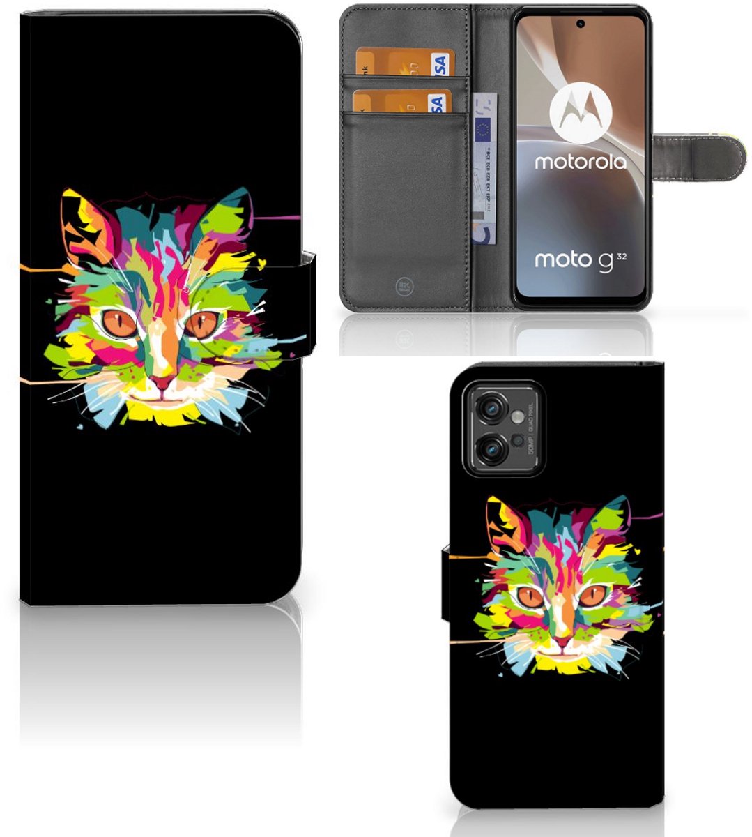 Motorola Moto G32 Leuk Hoesje Cat Color
