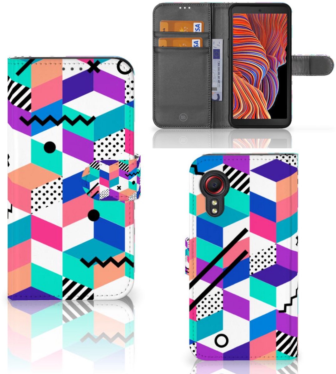 Samsung Galaxy Xcover 5 Book Case Blokken Kleurrijk