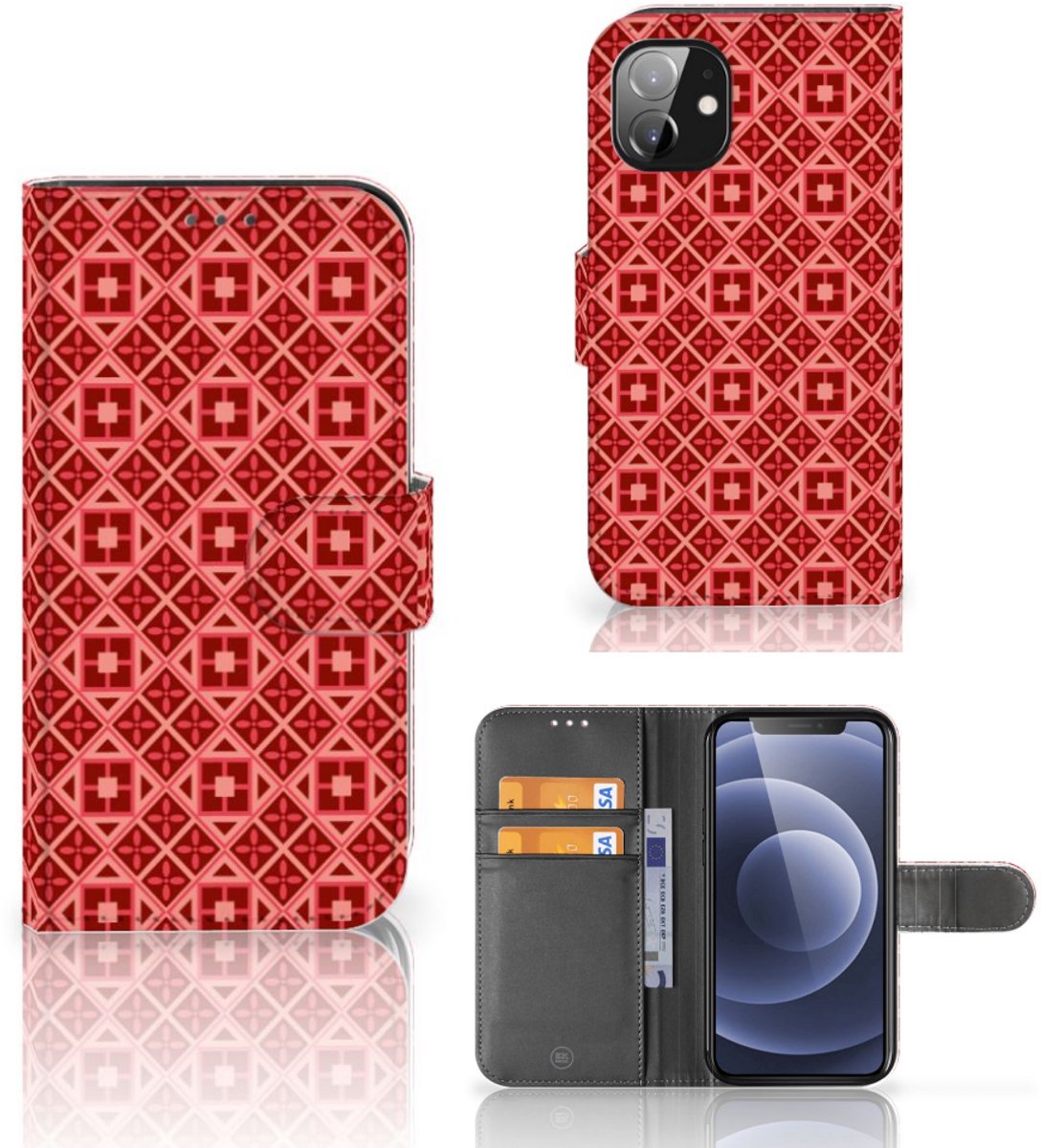 Apple iPhone 12 Mini Telefoon Hoesje Batik Rood
