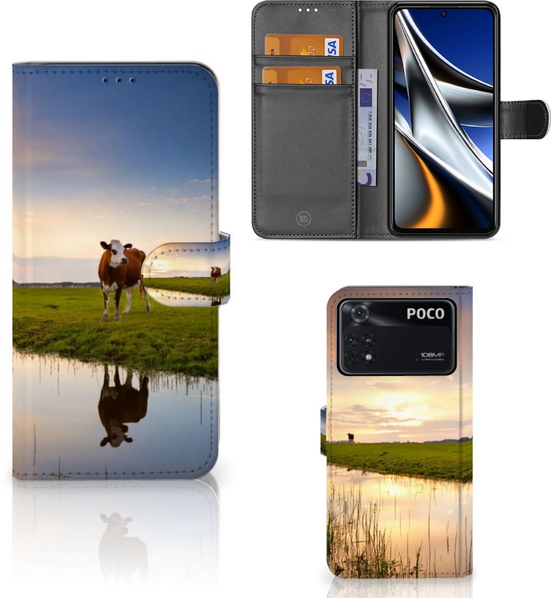 Xiaomi Poco X4 Pro 5G Telefoonhoesje met Pasjes Koe
