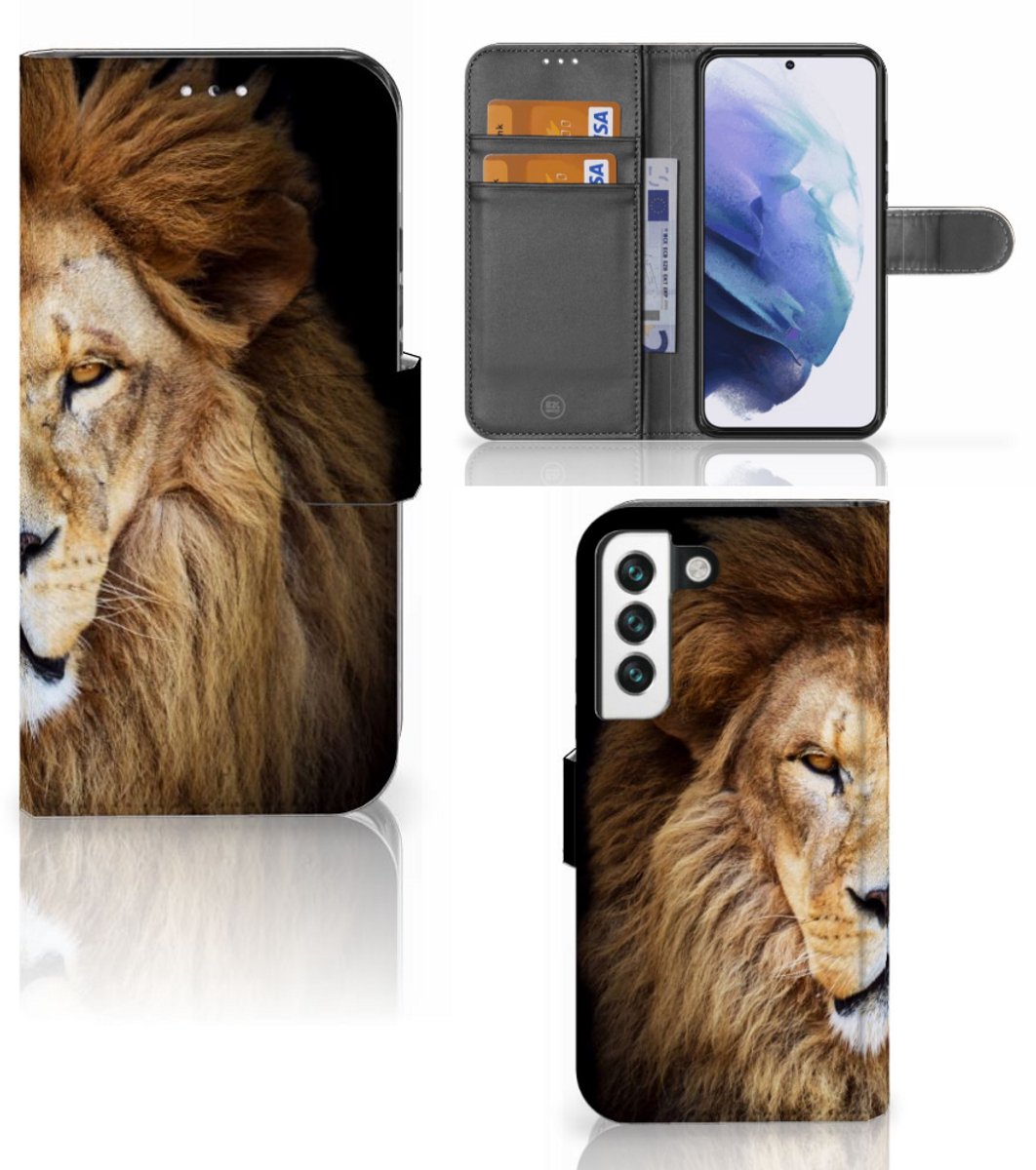 Samsung Galaxy S22 Telefoonhoesje met Pasjes Leeuw