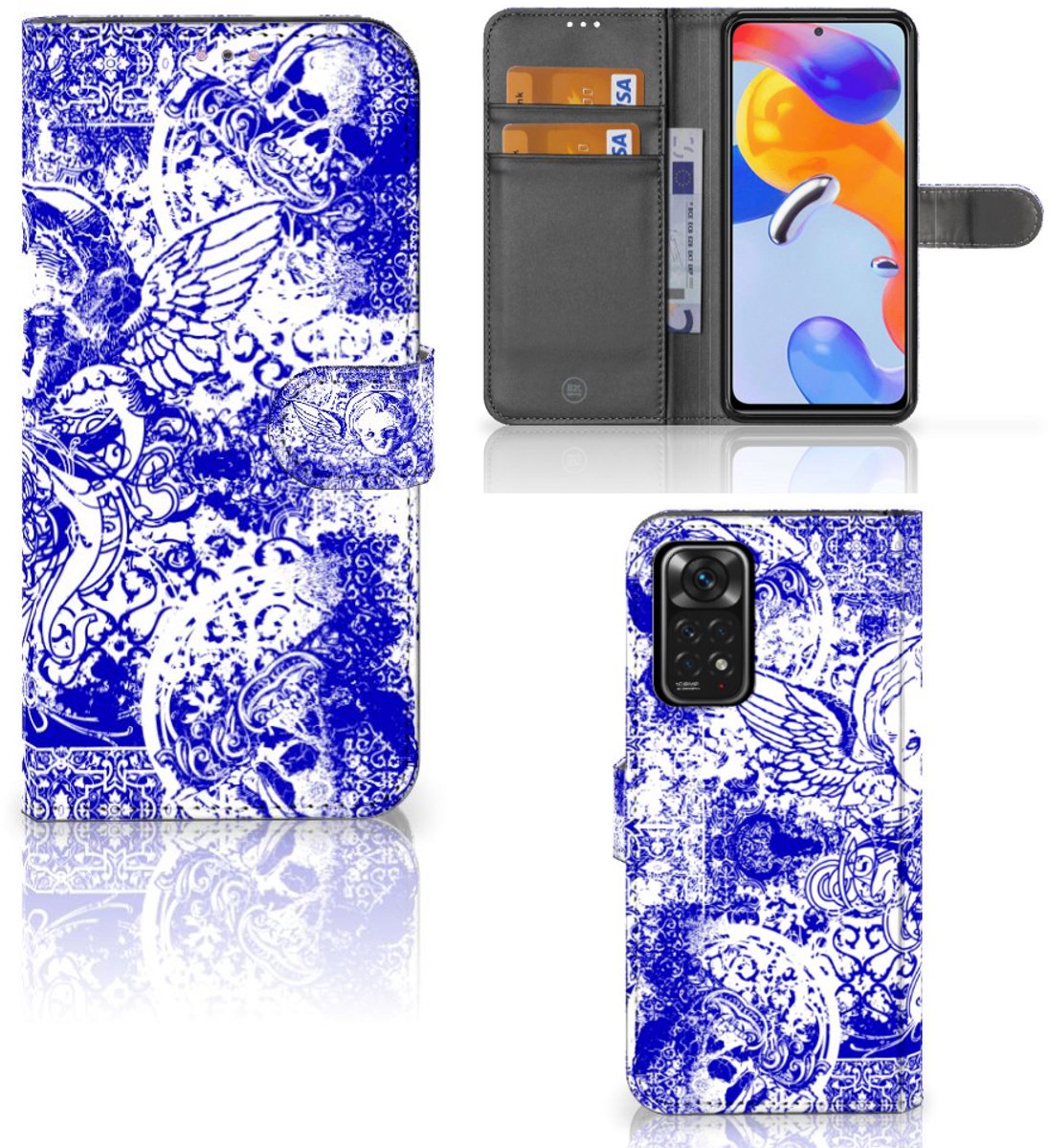 Telefoonhoesje met Naam Xiaomi Redmi Note 11 Pro 5G/4G Angel Skull Blauw
