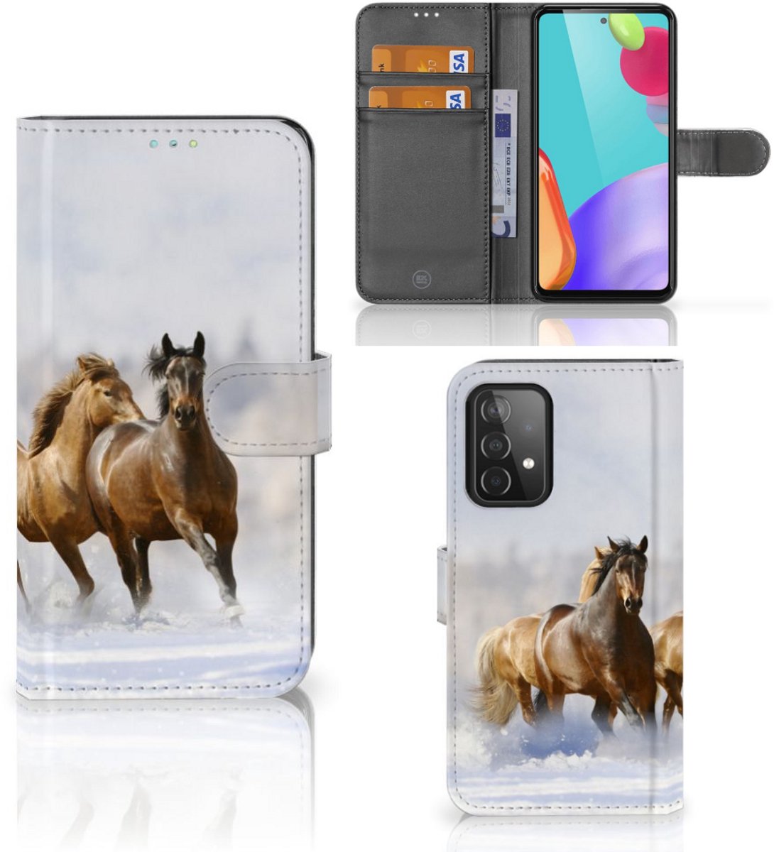 Samsung Galaxy A52 Telefoonhoesje met Pasjes Paarden