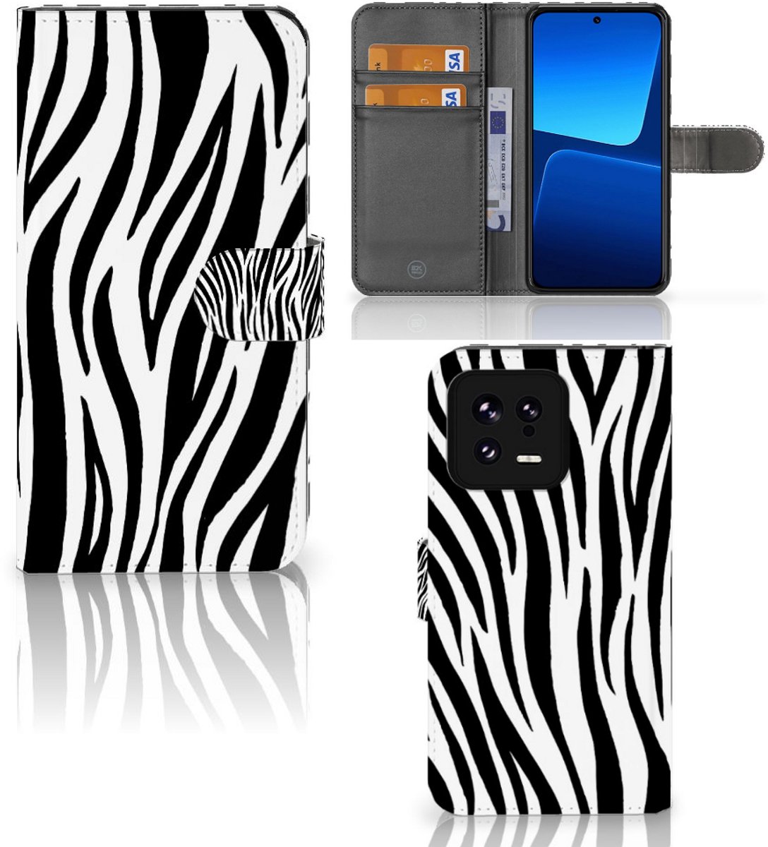 Boekhoesje voor Xiaomi 13 Telefoonhoesje met Pasjes Zebra