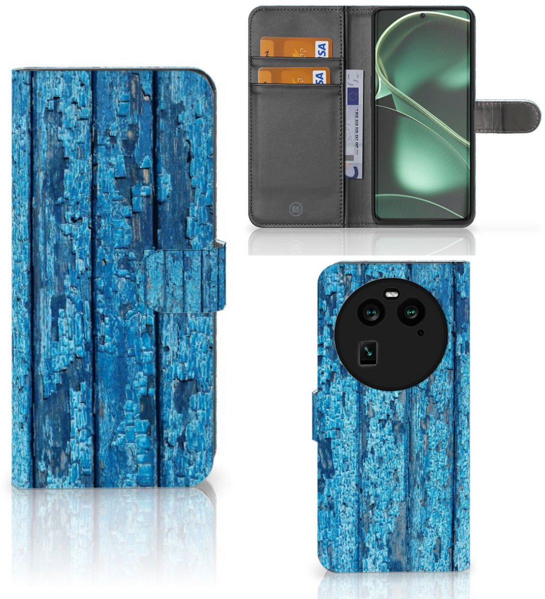 OPPO Find X6 Book Style Case Wood Blue