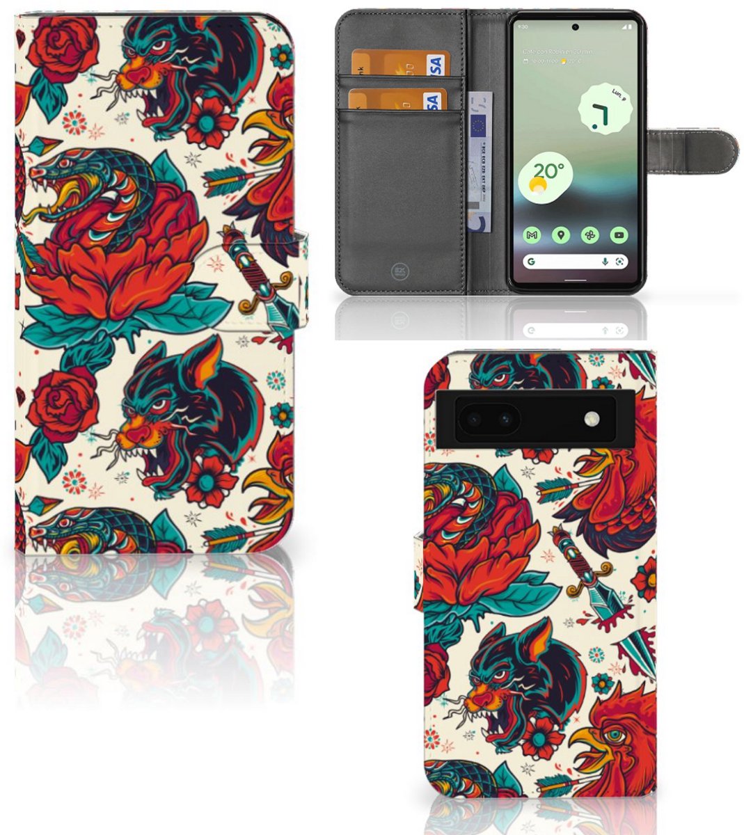 Book Case voor Telefoonhoesje met foto voor Google Pixel 6A Old Skool