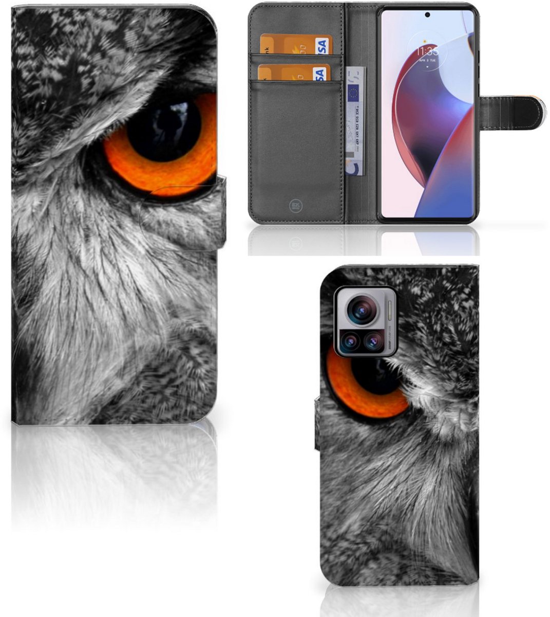 Motorola Edge 30 Ultra Telefoonhoesje met Pasjes Uil