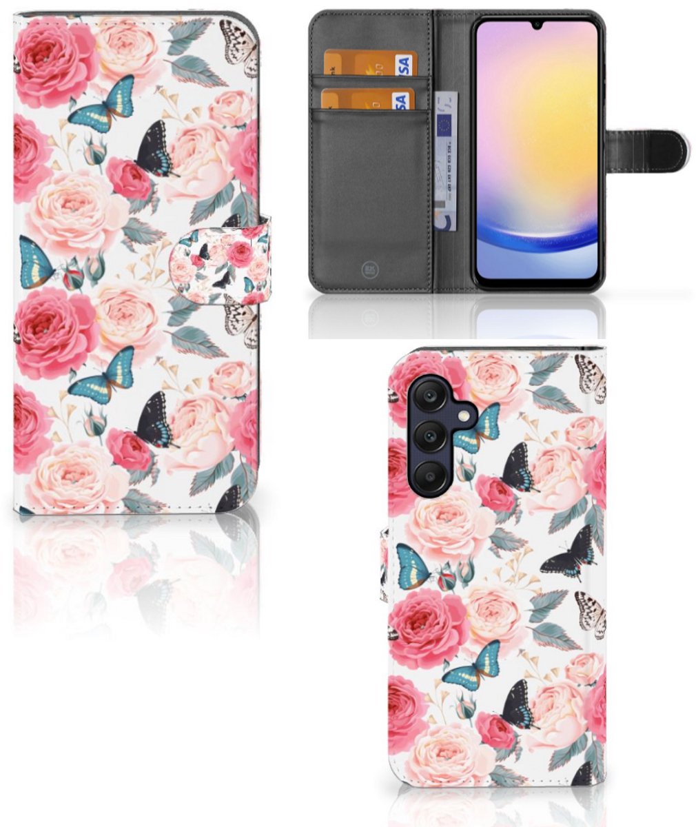 Samsung Galaxy A25 Hoesje Butterfly Roses