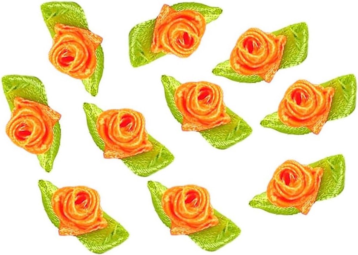 Mini Kunstbloemen - 100 Stuks Rozen Bloemkoppen voor Creatieve Projecten, DIY Decoratie, Scrapbooking en Haaraccessoires in Oranje