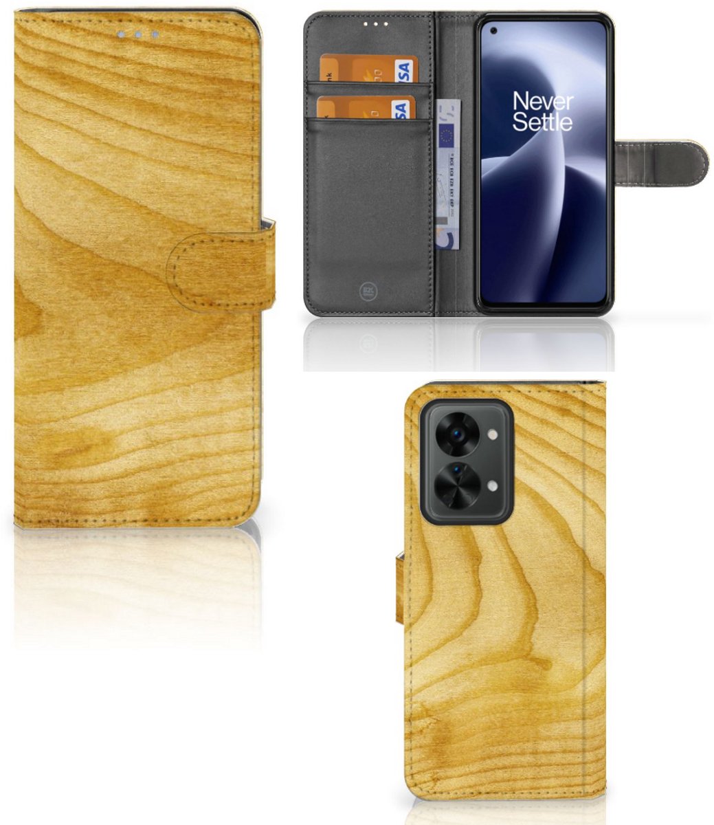 OnePlus Nord 2T Book Style Case Licht Hout