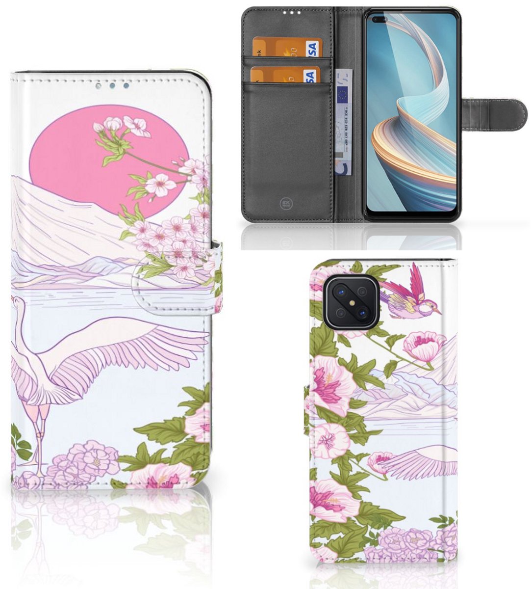 OPPO Reno4 Z Telefoonhoesje met Pasjes Bird Standing