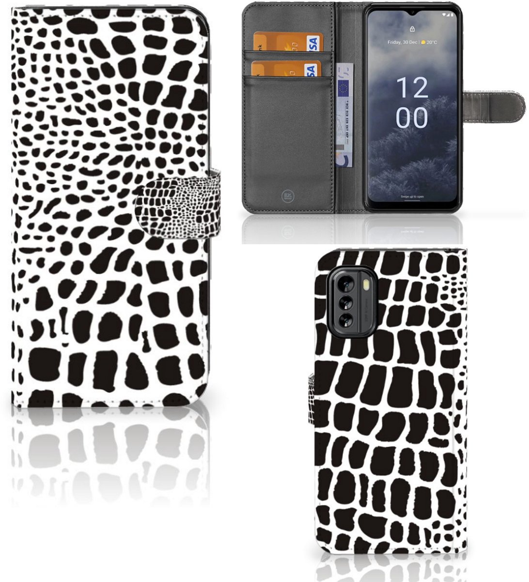 Nokia G60 Telefoonhoesje met Pasjes Slangenprint
