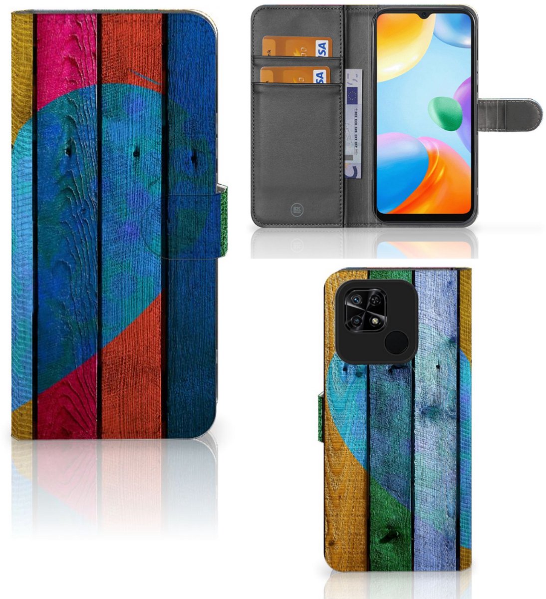 Xiaomi Redmi 10C Book Style Case Wood Heart - Cadeau voor je Vriend