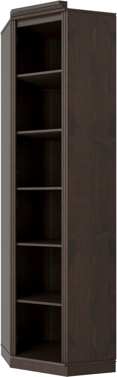 Notio Living Anita-Boekenkasthoek in dennenhout donkerbruin Havana-lak