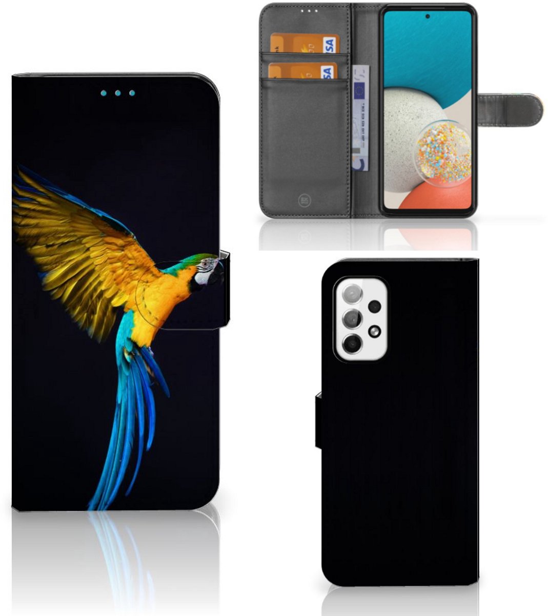 Samsung Galaxy A73 5G Telefoonhoesje met Pasjes Papegaai