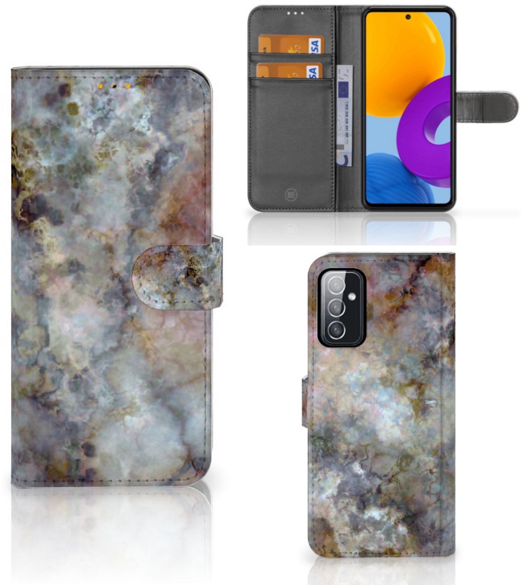 Samsung Galaxy M52 Bookcase Marmer Grijs