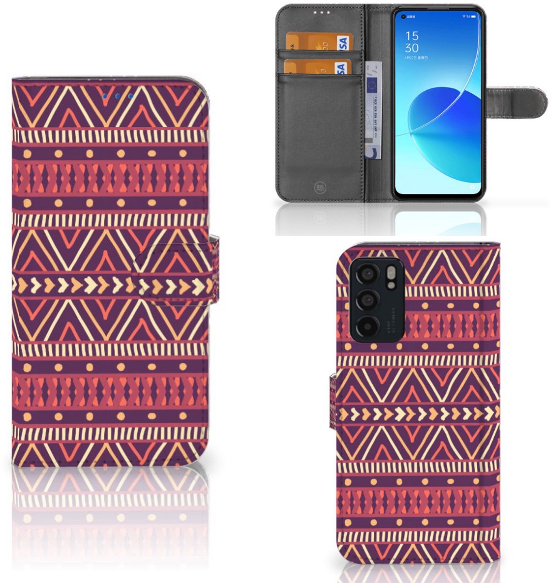 OPPO Reno6 5G Telefoon Hoesje Aztec Paars
