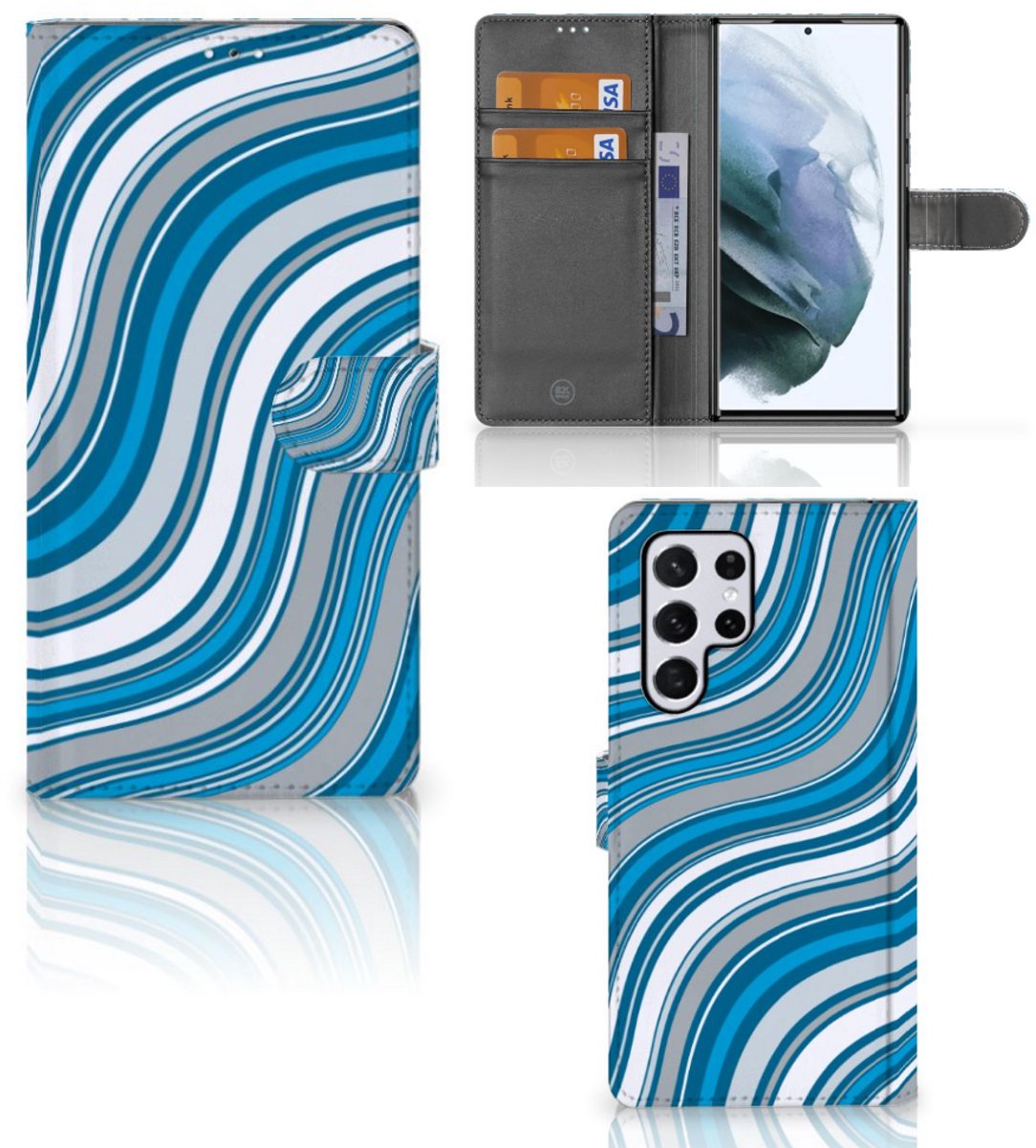Samsung Galaxy S22 Ultra Telefoon Hoesje Waves Blue