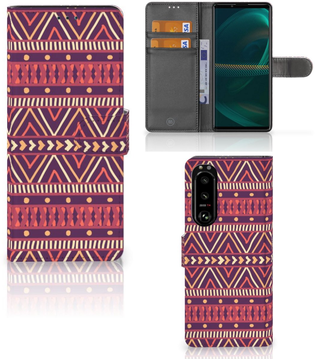 Sony Xperia 5III Telefoon Hoesje Aztec Paars