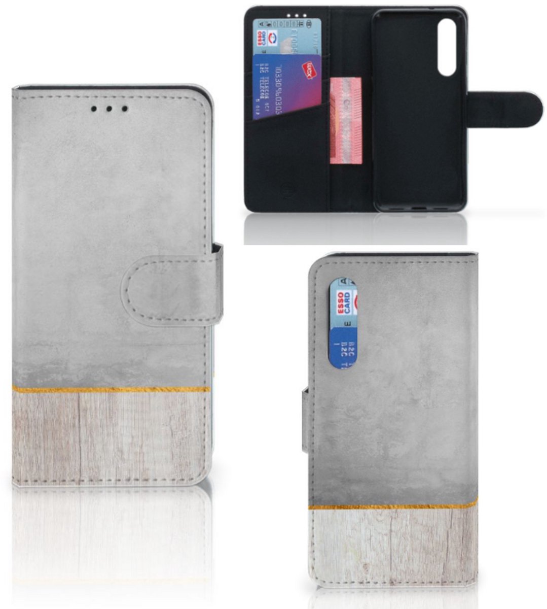 Xiaomi Mi 9 SE Book Style Case Wood Concrete