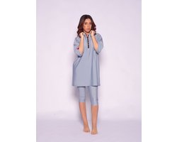 MYKINY BRAND - Semi Burkini Yasmine - Badpak -Zwemset- Maat L - Waterafstotend - Kleur licht blauw (valt klein)