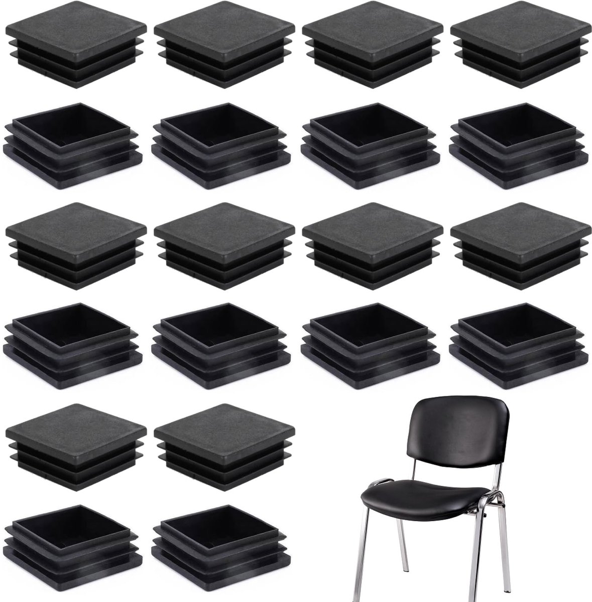 Cosensi - vierkante pijpstoppen - 20 stuks - veelzijdig en flexibele slats - 40 x 40 mm en 35 x 35 mm - UV-bestendig - ideaal voor binnen en buiten...