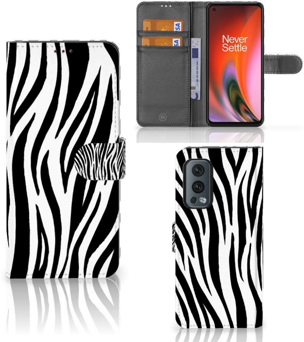 OnePlus Nord 2 5G Telefoonhoesje met Pasjes Zebra