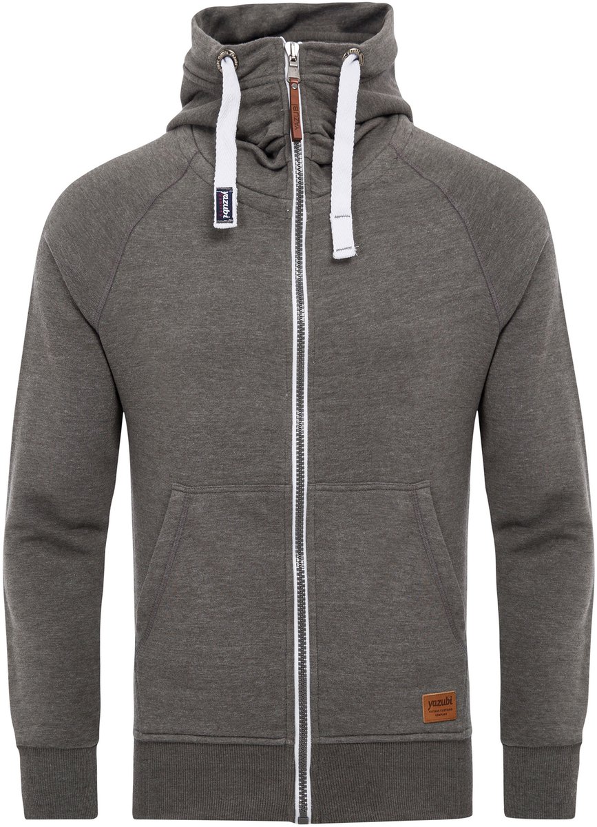 Yazubi Heren Hoodie Jacob – Regular Fit – Katoenmix Stretch – Grijs – Rits & Kap