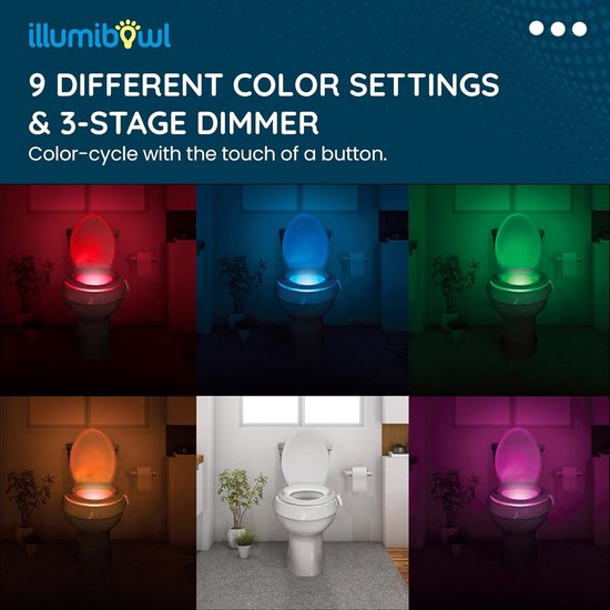 ILLUMIBOWL Toilet nachtlampje, zoals te zien op haaientank, meerkleurig, universele pasvorm, batterij-aangedreven bewegingssensor nachtlampje, badkamer gadgets, zindelijkheidstraining led-toiletlamp — afbeelding 5
