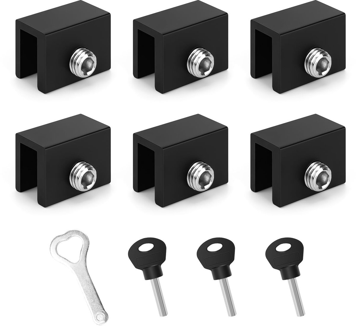 JANDH 6 Stuks Verstelbare Raamsloten - Zwart Aluminium voor Schuiframen en Deuren