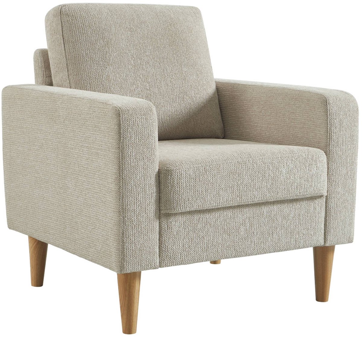 sweeek Fauteuil 1 zitplaats met rubberhouten poten en chenille stof - bjorn Beige