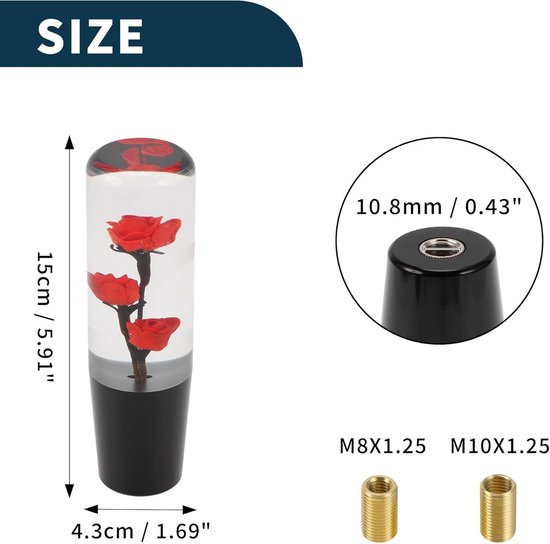 Schakelpookknop Auto - Pookknop Versnellingsbak - Versnelling Veranderen - Universele Pasvorm - 15 cm - Rood — afbeelding 3