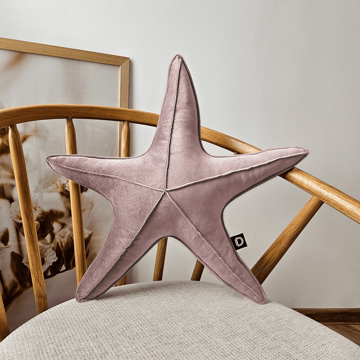 Decordruk Velvet Serie - Sierkussen in Vorm van Zeester - Jasmin Roze - 53 cm