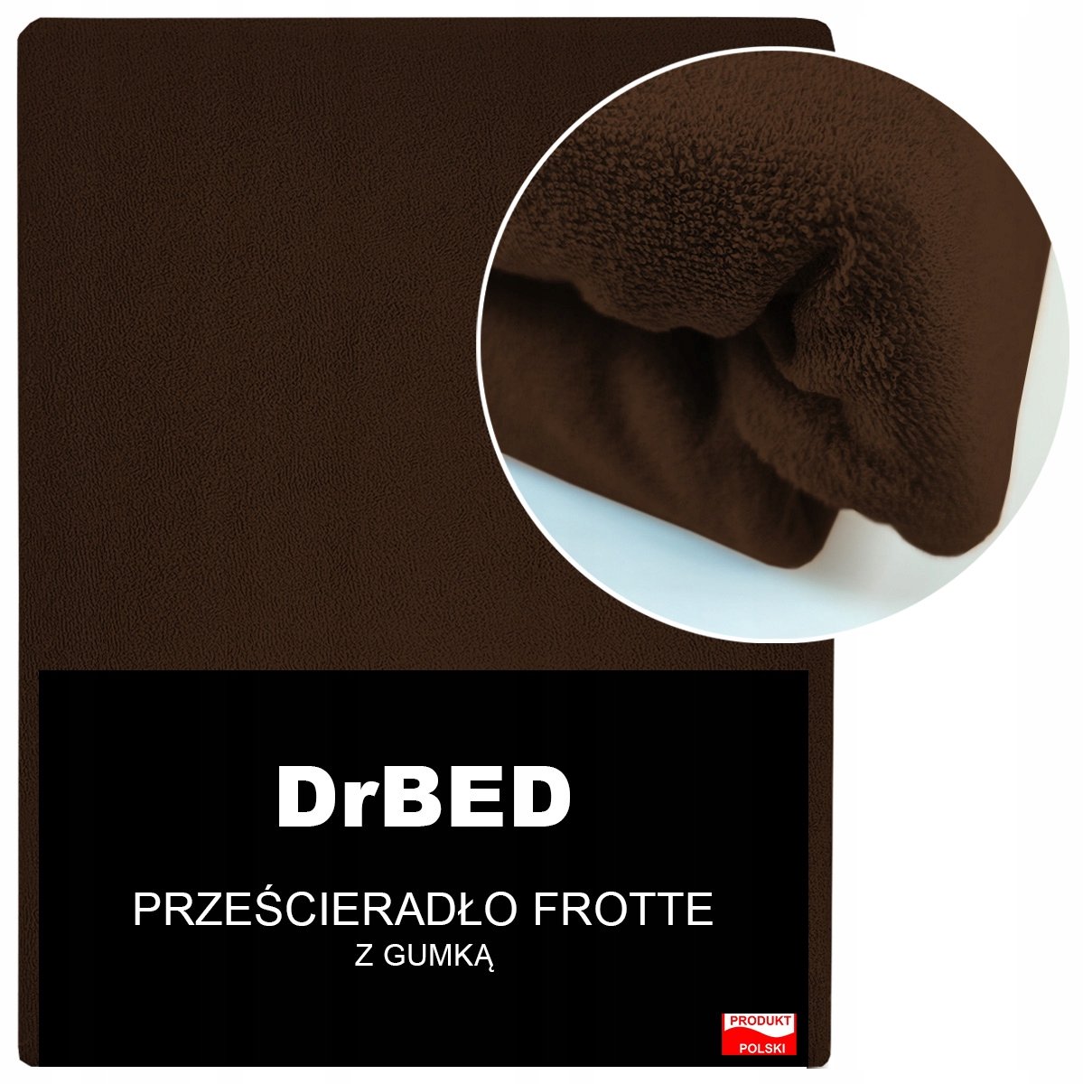 DrBED - Hoeslaken Frotte - 180x200 cm - Donkerbruin - Ademend
