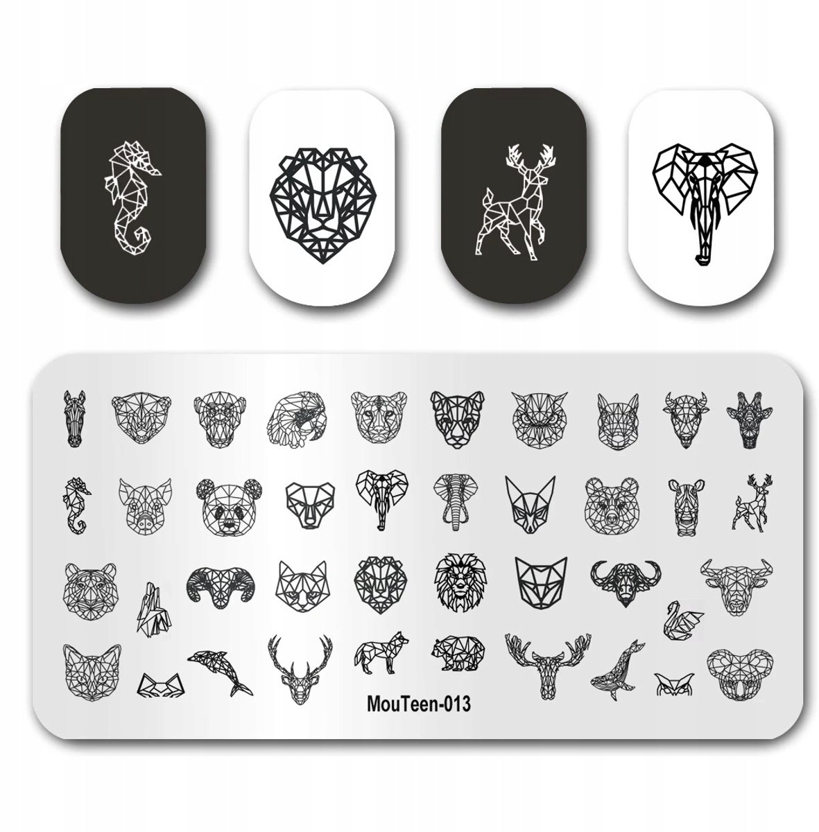 Frezarkowo MouTeen-013 - Stempel Plaat - Geometrische Dieren - 12x6 cm - Meervoudig Gebruik