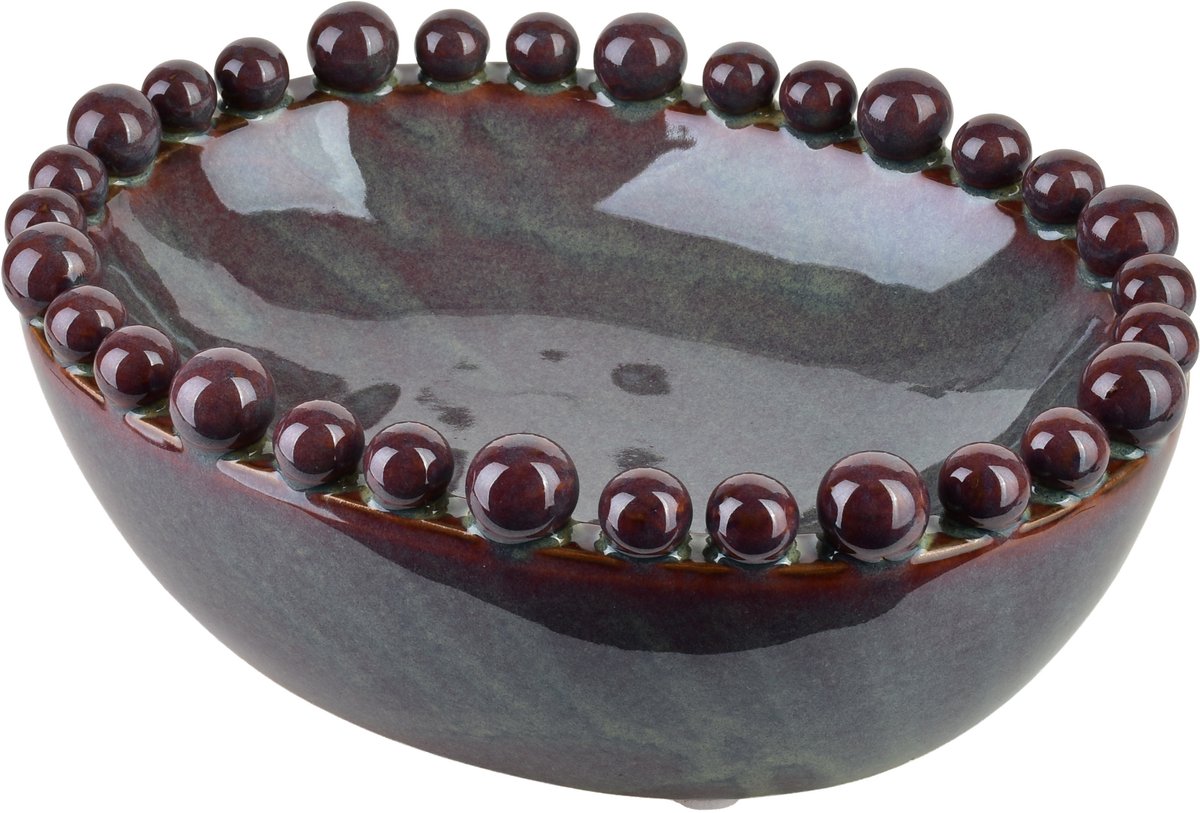 Yarine Ball Serie - Ovale Decoratieve Schaal - Keramiek - 22x17x8cm - Met Keramische Balletjes