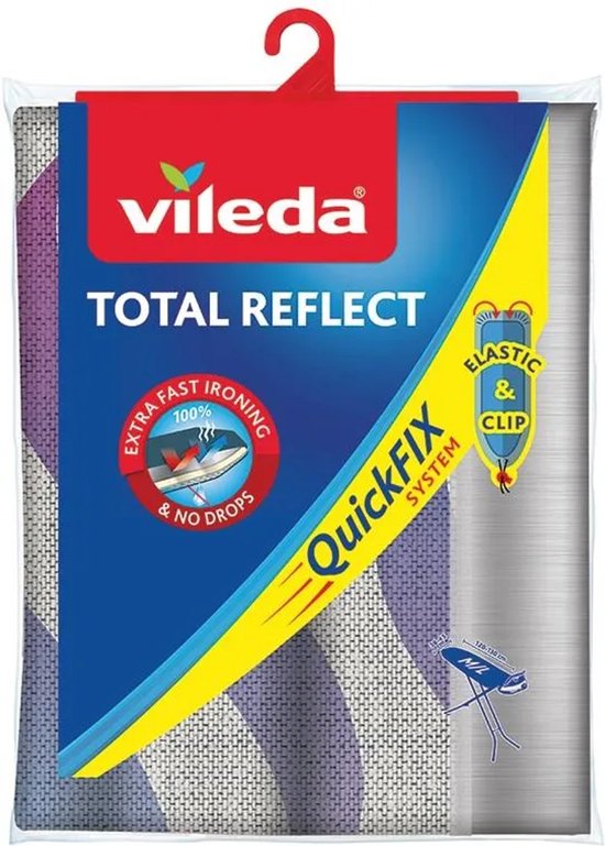 Vileda Total Reflect Strijkplankovertrek - Voor M/L strijkplanken (120-130 x 38-45 cm) - Extra snel strijken - Geen condens