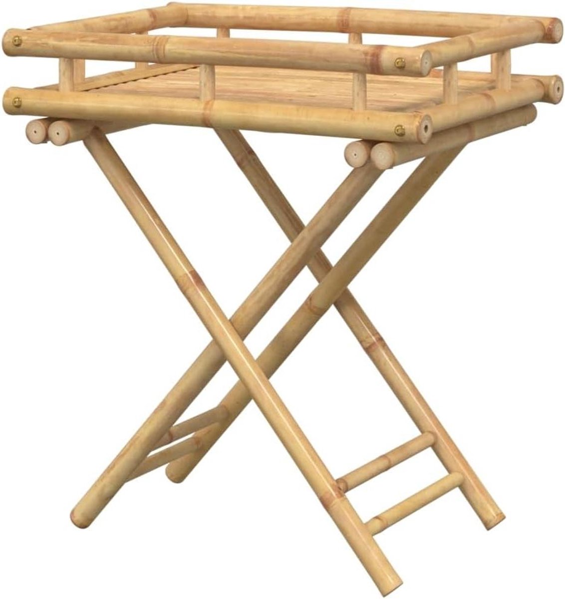 Klaptafel Bamboe - Dienblad Tafel - Buiten Zitten - Ventilerend Ontwerp - 60x40x68 cm - Bruin